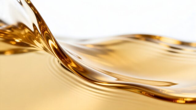 Golden liquid splash on white background
