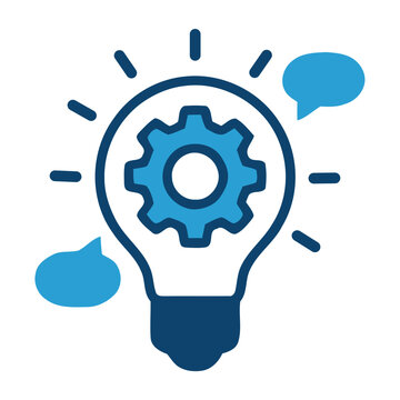 Lightbulb and Gear Glyph Icon for Brainstorming and Innovation