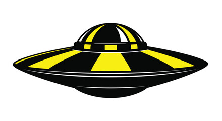 Flying Saucer Silhouette With Yellow And Black Striped Pattern © Jewel