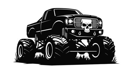 Monster truck with skull grille black silhouette © Jewel