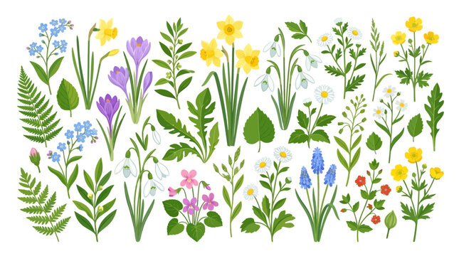 Spring Floral Collection: Daffodils, Crocuses, Snowdrops, Forget-Me-Nots, Muscari