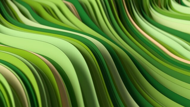 Flowing Green Lines Abstract Background