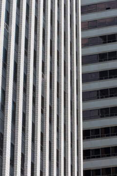 Modern architecture facade with dense geometric patterns in Seoul.