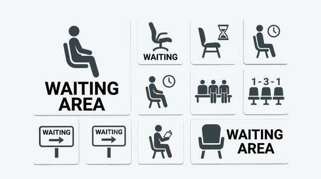 Waiting Area Icons and Symbols Collection - Patience and Time Management