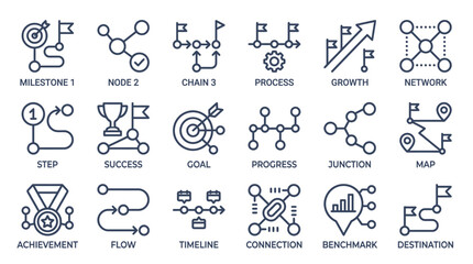 Fototapeta premium Business Process Icons: Connection, Growth, Strategy, Network, Plan, Success
