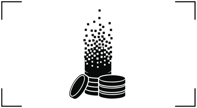 Black poker chips stack with coins spilling out