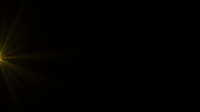 Golden magic sparkle line animation with glittering star dust and luminous comet trace, glowing particles swirling through the dark, luxury fairy wand trail effect on black background in 4k