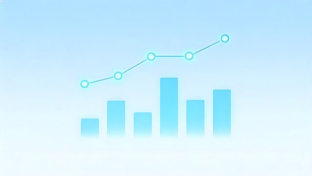 Blue bar and line chart on gradient background