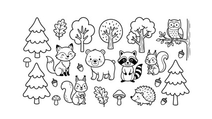 “Cute safari animals including a lion, elephants, giraffe, and zebra surrounded by trees, flowers, stars, and leaves, creating a cheerful jungle scene perfect for children’s learning and fun.” © SAJIDUL