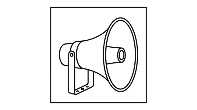Megaphone or Loudspeaker for Public Announcement Line Icon on Isolated White Background