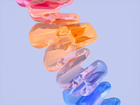 Wavy Glass Ribbons With Color Gradient
