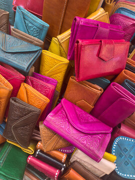 Maroccan traditional style colorful leather wallets