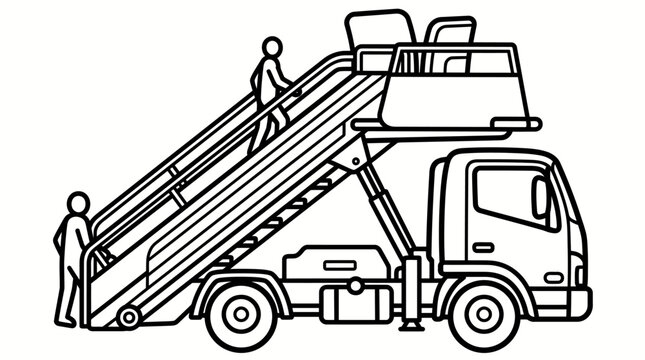 Airport Passenger Airstair Truck Line Icon, isolated white background