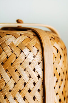 Bamboo Basket Close-Up With Woven Texture and Design