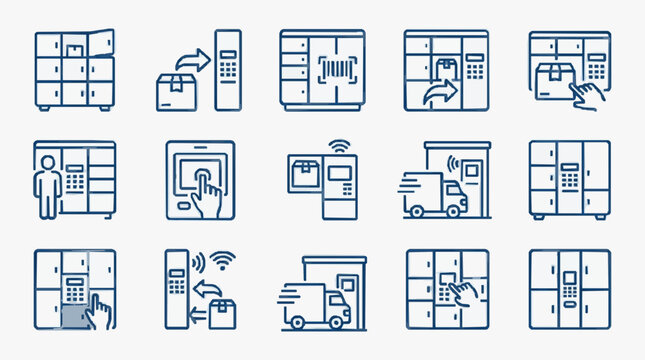 Black and white line icons of various vehicles and transport types.