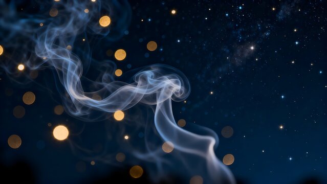 Smoke in starry night sky