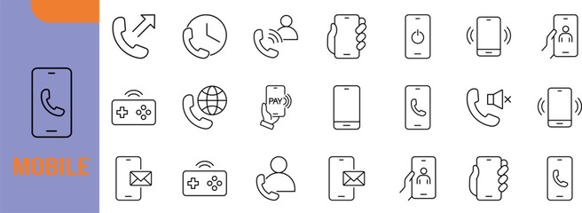 Mobile phone communication vector icons. phone icon set, call icon set, gamepad icon set © Iconist