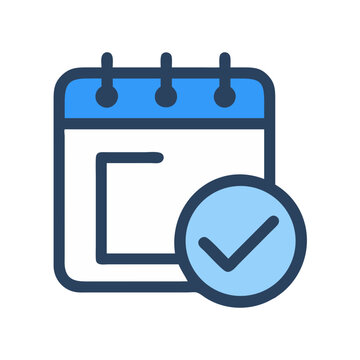 Calendar icon with check mark symbolizing task completion or schedule