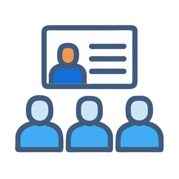 Webinar audience with presenter in virtual meeting setup