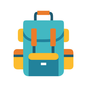 Flat vector illustration of backpack against a solid background