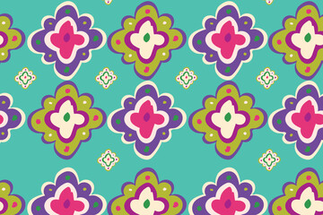 Fototapeta premium Bohemian ikat geometric seamless pattern for summer swimwear