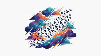 Colorful abstract art with geometric shapes and patterns. © asta