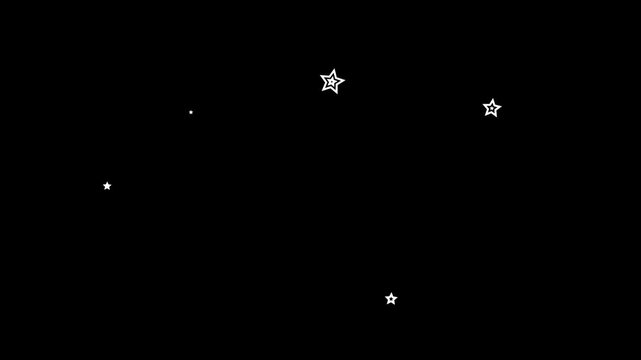 Twinkling light animation, shining retro doodle cartoon vector sparkles,retro doodle cartoon vector glitter,black screen background 4K loop video
