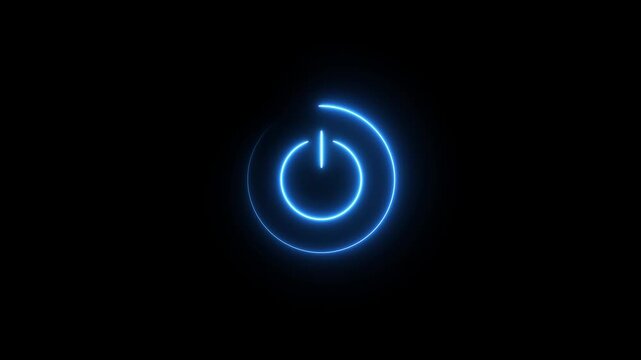 neon line glowing power button icon illustration. Motion graphics of power icon concept