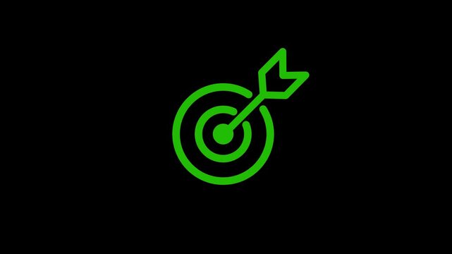 Hit a target or goal with an arrow simple loop animation on white background. Aim target with arrow sign. Motion graphics of target look concept