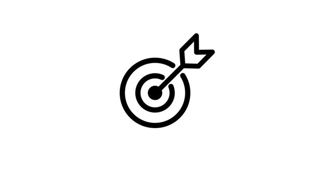 Hit a target or goal with an arrow simple loop animation on white background. Aim target with arrow sign. Motion graphics of target look concept