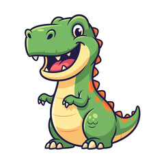 Fototapeta premium Happy Cartoon Dinosaur Character, Cute Green Tyrannosaurus Rex