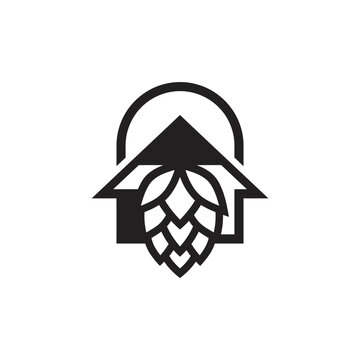 Hop cone brewery house logo.