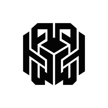Black geometric hexagonal abstract monogram logo design.