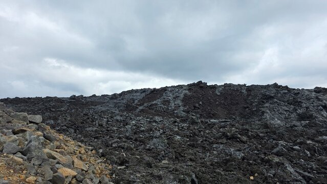 Volcanic Landscape and Active Lava Field in Iceland