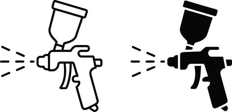 Paint spray gun tool vector illustration, Paint spray gun tool icon set