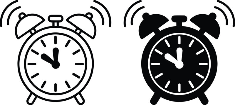 Classic alarm clock time reminder vector illustration, Classic alarm clock time reminder icon set