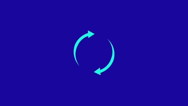Animated sky circular arrow icon on a blue background, representing refresh, reload, or cycle function