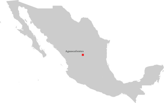 Aguascalientes city location on map of Mexico