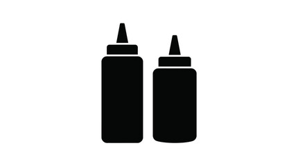 Obraz premium Two Squeeze Bottles In Black Silhouette bottle