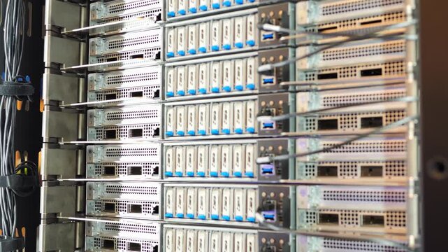 Big data gpu ai robot modern server center computer pc. Bitcoin and crypto mining farm. High tech server computers at work, data center modern supercomputer.