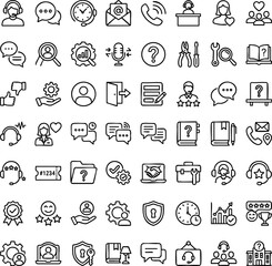 Fototapeta premium Customer service and technical support icon set with customer communication feedback assistance