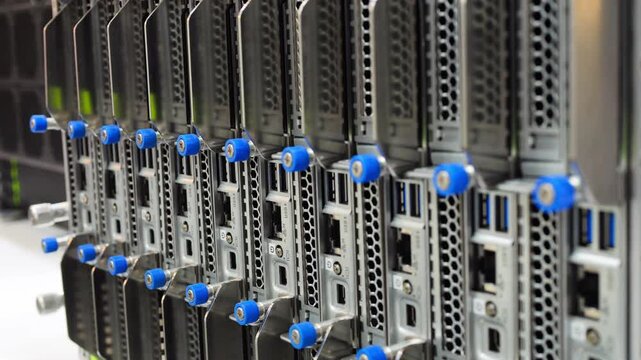 Big data gpu ai robot modern server center computer pc. Bitcoin and crypto mining farm. High tech server computers at work, data center modern supercomputer.