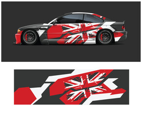 Minimalist Vector Car Design with Union Jack © car magnets