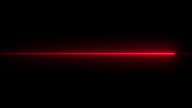 glowing red neon Straight neon lazer animation of horizontal line on alpha background, straight neon lazer line, seamless loop.