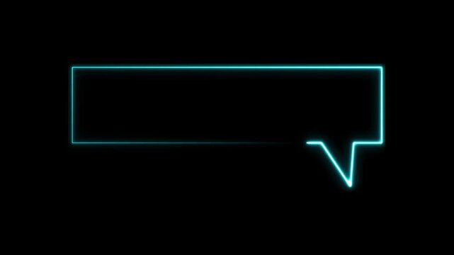 Blue Neon Speech Bubble animation black background.