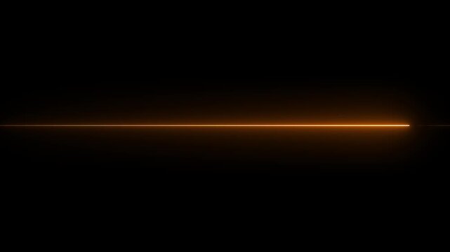 glowing yellow neon Straight neon lazer animation of horizontal line on alpha background, straight neon lazer line, seamless loop.