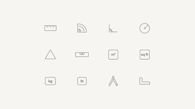 Minimalist flat design icons set of measurement and weight tools . Vector Flat Illustration.