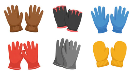 Fototapeta premium Set of six colorful gardening gloves arranged neatly Vector