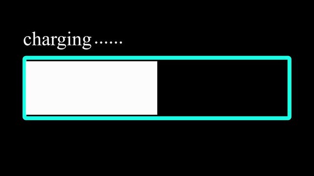 A dynamic charging animation video, and glowing neon processing animation on a black background...