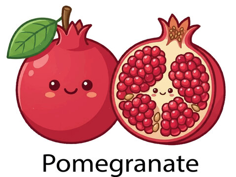 red pomegranat cute and tha slash of pomegranat